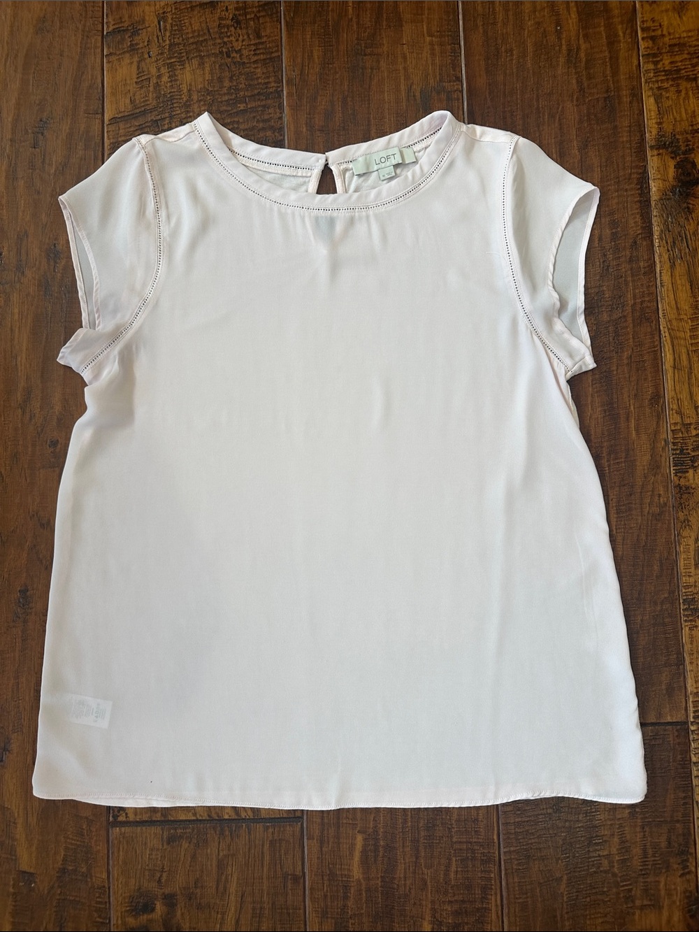 LOFT Pale Pink Cap Sleeve Blouse with Back Keyhole